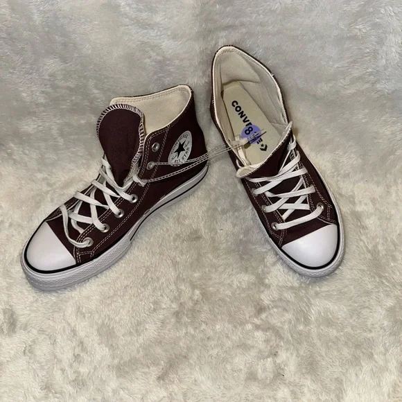 Converse High Top Platform Sneakers - Mauve & White - Picture 8 of 12